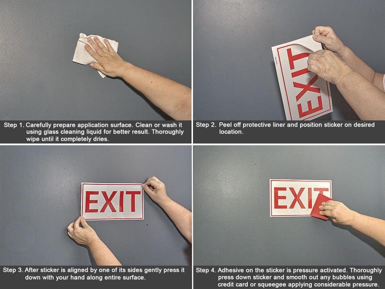 2 X Fire Exit Indicator Sticker Office Safety Notice Emergency Sign