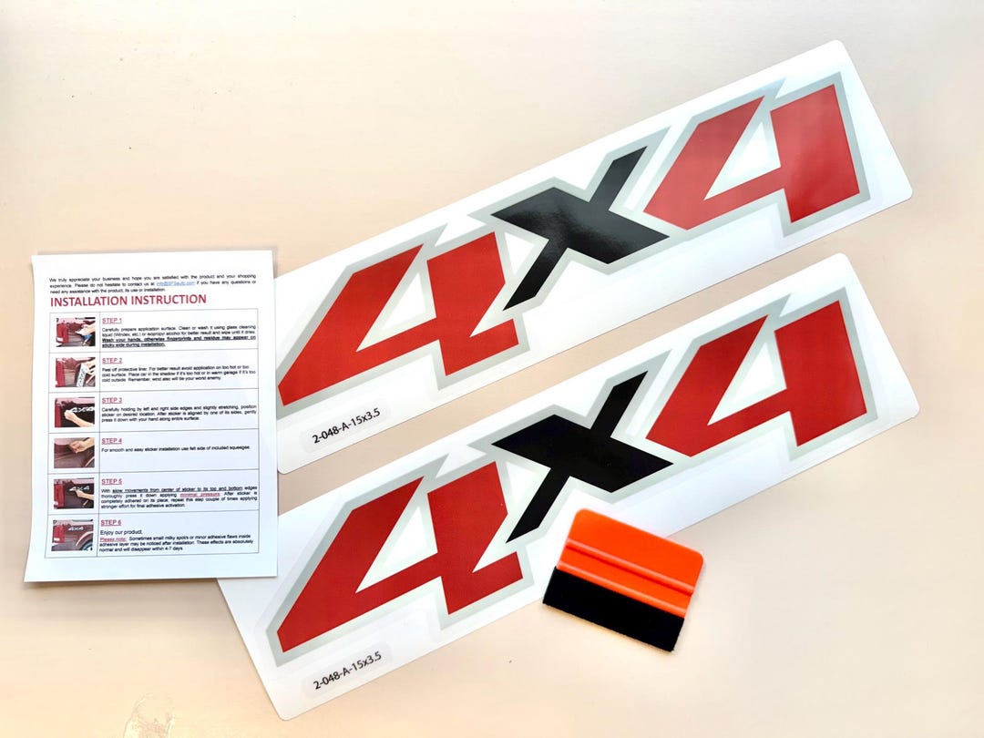 4x4 Four Wheel Drive Decal Sticker Car Accessory - Fits Any Truck or ...