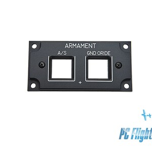 May include: Black metal panel with two rectangular cutouts labeled "A/S" and "GND ORIDE". The panel is labeled "ARMAMENT" at the top.