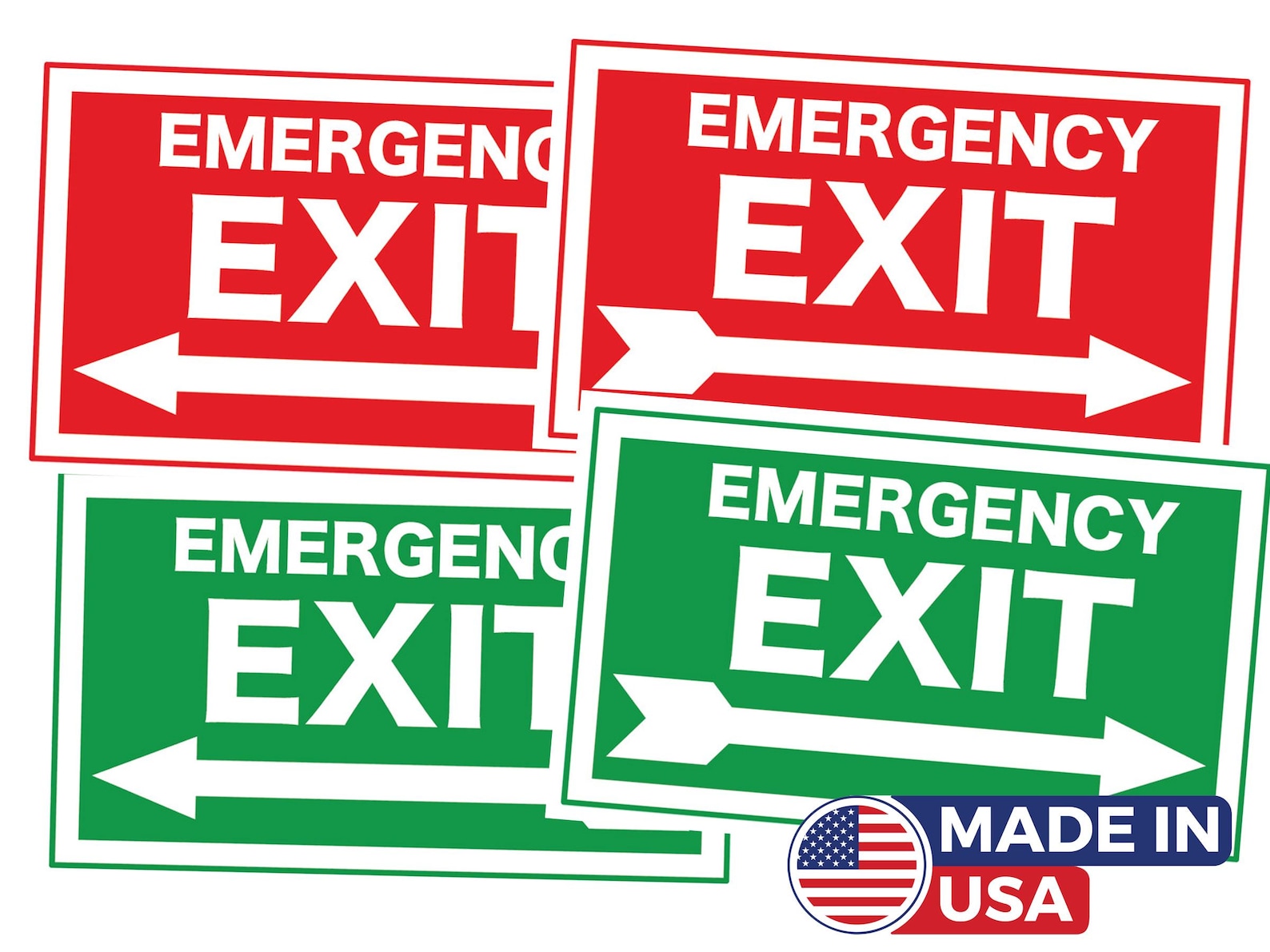 2 X Emergency Exit Indicator Sticker - Office Safety Notice - Emergency ...