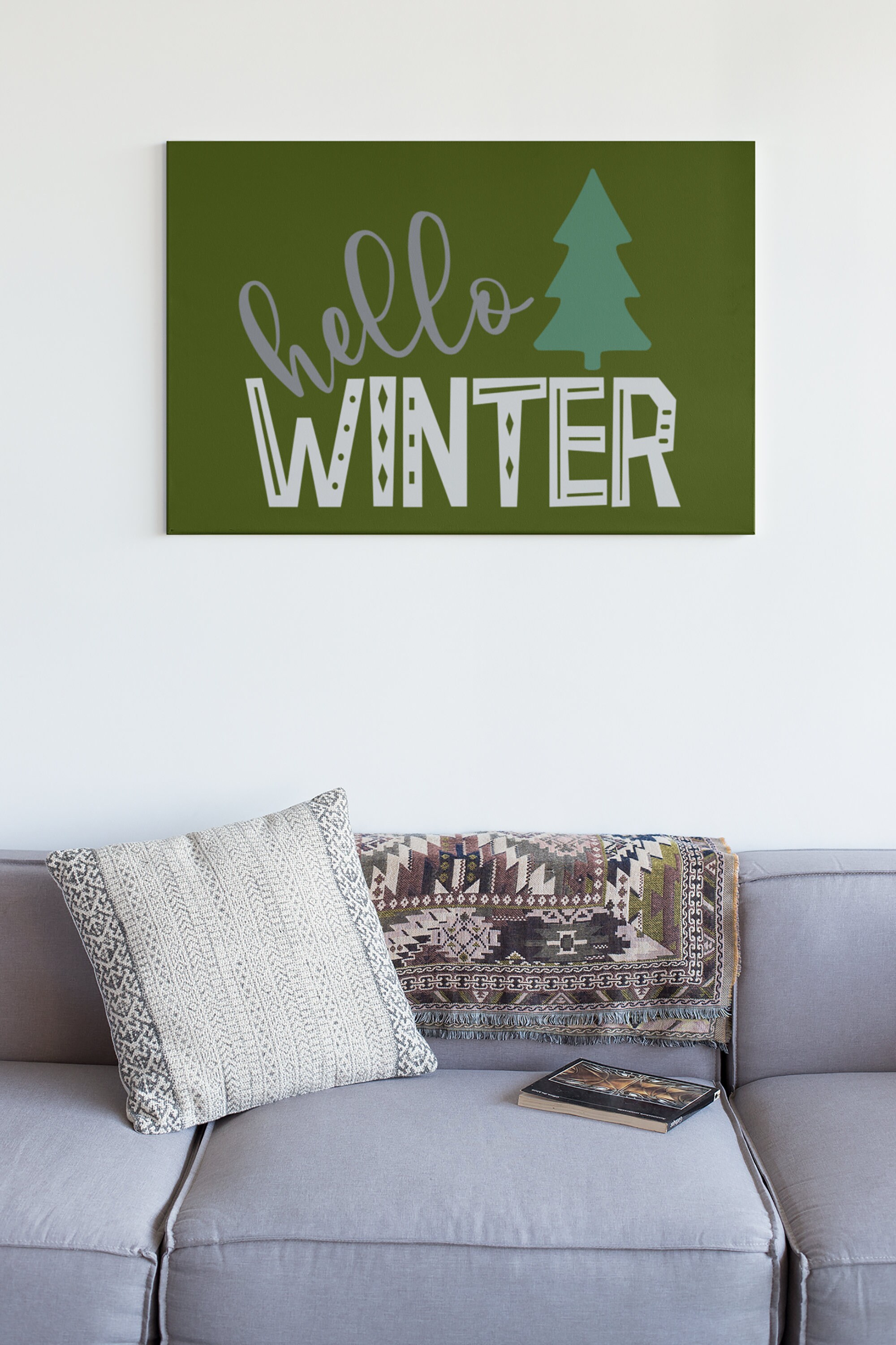 Download Hello Winter SVG Design Pine Tree Textured Lettering SVG | Etsy