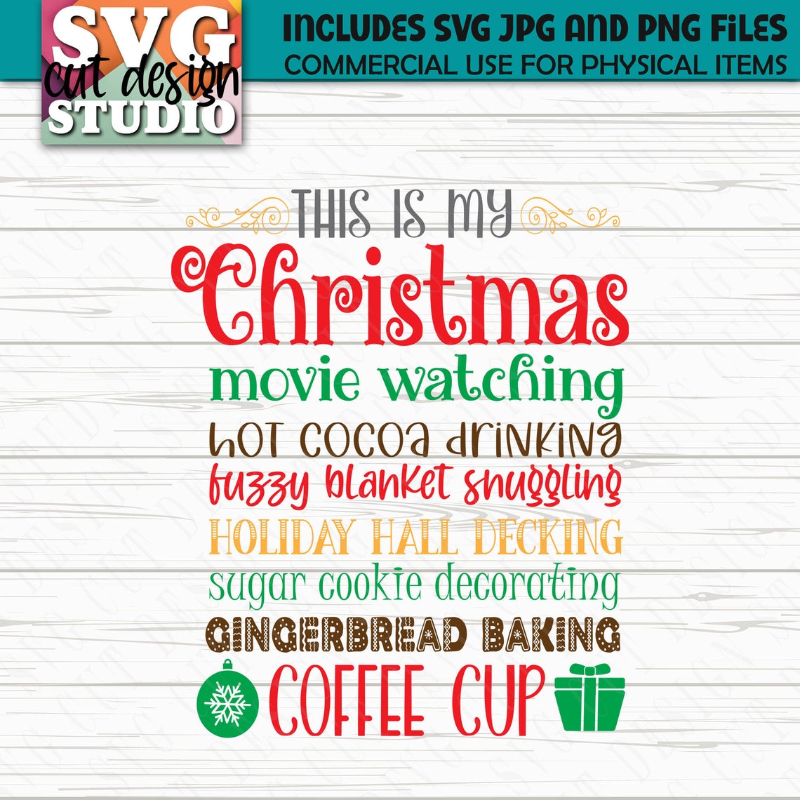 Christmas Coffee Cup SVG Design Holiday Decor Crafts SVG Etsy