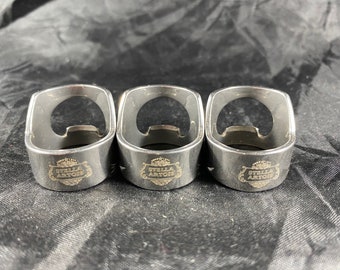 Miller Lite Beer Bottle Opener Rings x3 Stainless Steel Engraved BarTool 3