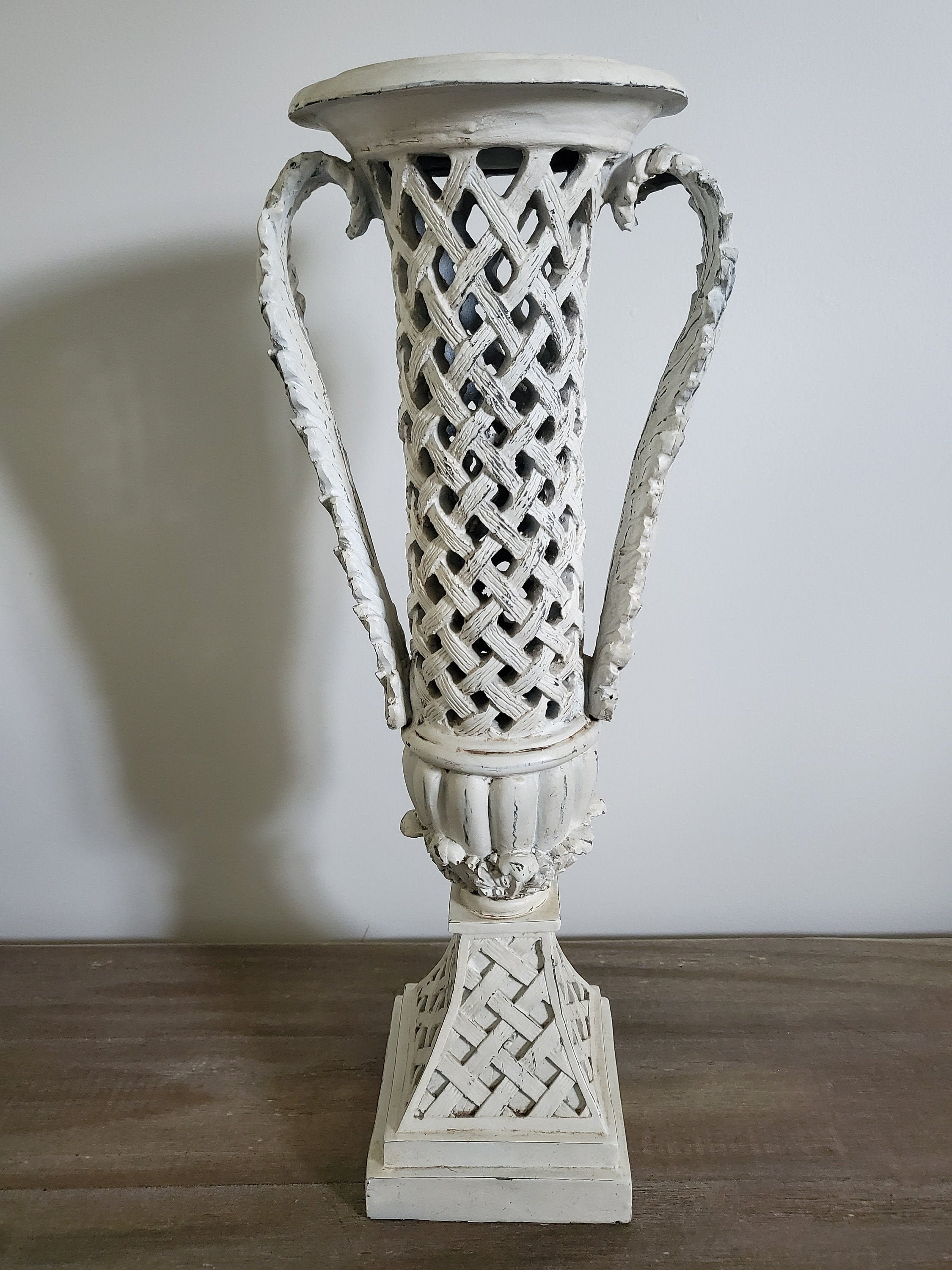 French Country Candle Holder / Vintage White Candlestick / Etsy