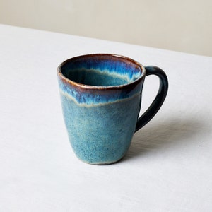 Ocean Mug, Pottery Ceramic Mug, Green Mug, Thrown Pottery Mug, Pottery Coffee Mug, Pottery Mug Set, Blue Stoneware Mug, Artisanal Mug