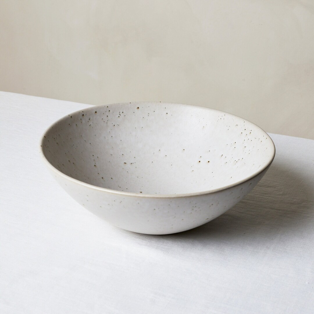 White Salad Bowl Pottery Salad Bowl Stoneware Serving Bowl Etsy UK