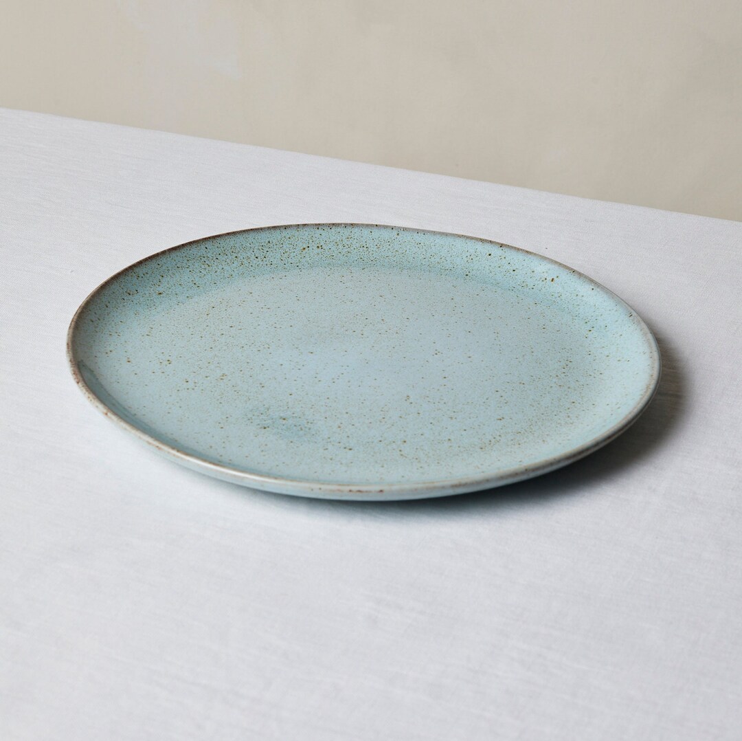 Seafoam Dinner Plate, Pottery Plate Set, Stone Dinner Plate Set