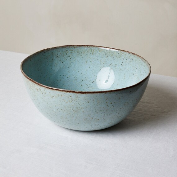 Seafoam Salad Bowl, Pottery Salad Bowl, Stoneware Serving Bowl