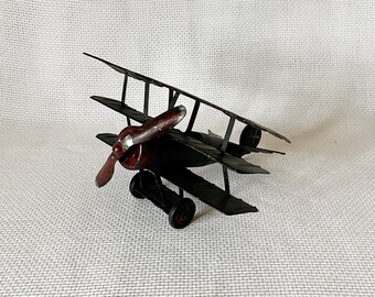 Vintage Hand Made Tin Red Baron Metal Model, Kids Room Decor, Display Piece, Vintage Toy Decoration, Metal Air Plane Boy Room Decoration