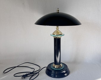 Lampe tactile vintage des années 1980, lampe ovni noire vintage, lampe champignon noire vintage, lampe de vaisseau spatial vintage, lampe de table de bureau noir/or