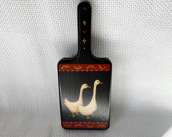 Vintage PAINTED Wood Wall Plaque Cutting Board Folk Art, Vintage Kitchen Decoration, Wall Decoration, Counter Top Decoration, Geese Painting