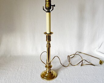 Vintage Brass Candle Stick Column Lamp, Gold Side Table Top Night Lamp, Vintage Brass Base Lamp, Candle Holder Imitation Brass Top Lamp Base