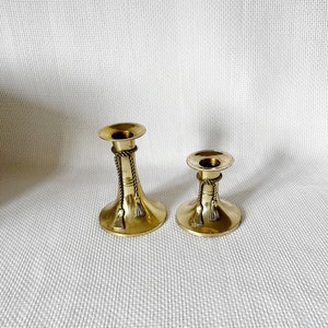 Pair of 2 Brass Candle Stick Holders with Tassels, Candle Holder Unique Brass Ribbon Design, Christmas Collectible Brass Candle Holder Set