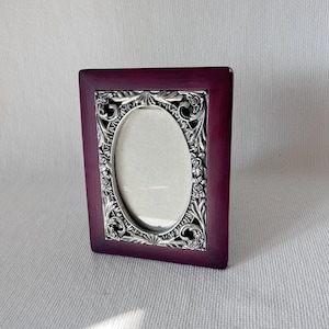 Silver Ornate Picture Frames With Dark Burgundy Frame, Antique Frame, Vintage Photography Frames, Gallery Wall Decor, Victorian Home Decor