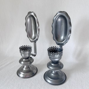 Vintage Silver Candle Sconces, Metal Primitive Candle Sconce, Metal Folk Art, Wall Decoration, Pair Old Candle Holders Hanging on the Wall