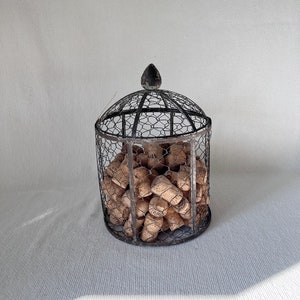 Vintage Chicken Wire Decorative Bird Cage, Antique Style Iron Decorative Cage, Vintage Garden Decoration Cage, Iron with Green Patina Cage