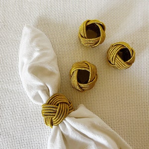 4 Elegante Cord Knoten Serviettenringe Halter Set Gold Vintage, Minimal Dekoration, Weihnachten Elegante Serviettenringe, Hochzeit Tischdeko