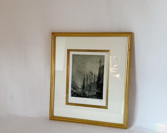 Vintage Le Coleone Ombre Venice Framed Etching Print Signed Numbered Limited Edition, Venetian Architecture Art Italian Cityscape Wall Decor