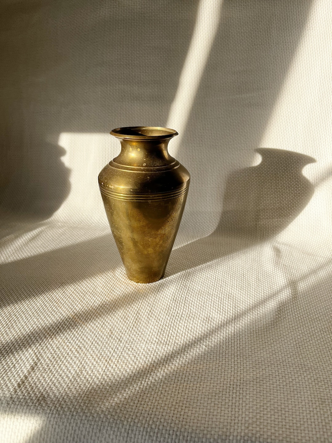 Vintage Solid Brass Vase Old Brass Decorative Vase Vintage Etsy