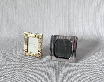 Vintage Gold Brass and Silverplated Picture Frames, Silverplated Photo Frame, Minimal Elegant Picture Frames, Midcentury Frames, Gold Frame