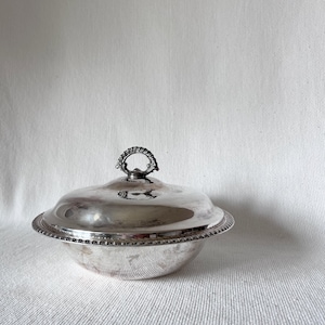 Vintage Silver Plate Lidded Vegetable/Serving Bowl, Vintage Casserole Bowl, Salad Bowl, Silver Dinner Ware, Holiday Table Ware, Ornate Bowl