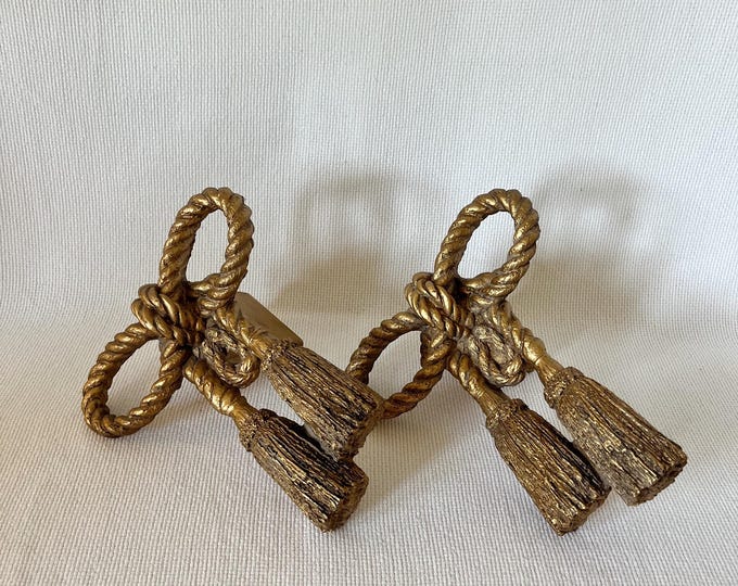 Vintage Gold Resin Rope Bow and Tassel Wall Sconce Corbels, Curtain Rod ...