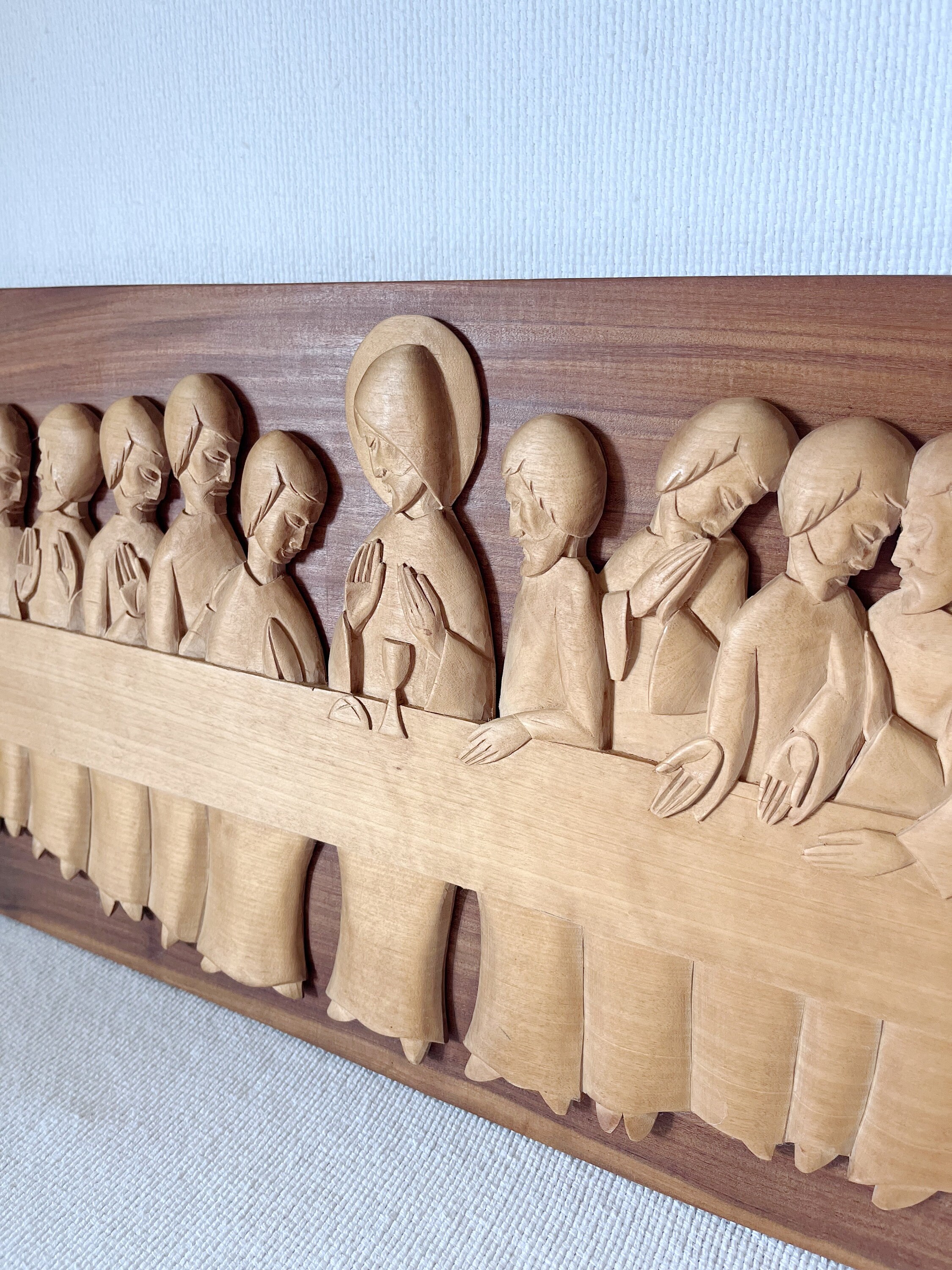 ★程度良好 ヴィンテージ 最後の晩餐 木製の手彫り 壁掛けプラーク 木彫 彫刻 サイズ(約)横幅64×縦幅32×厚4ｃｍ 　リサイクルショップ札幌　買取本舗　西野店 il_1080xN.6044220122_3b40.jpg