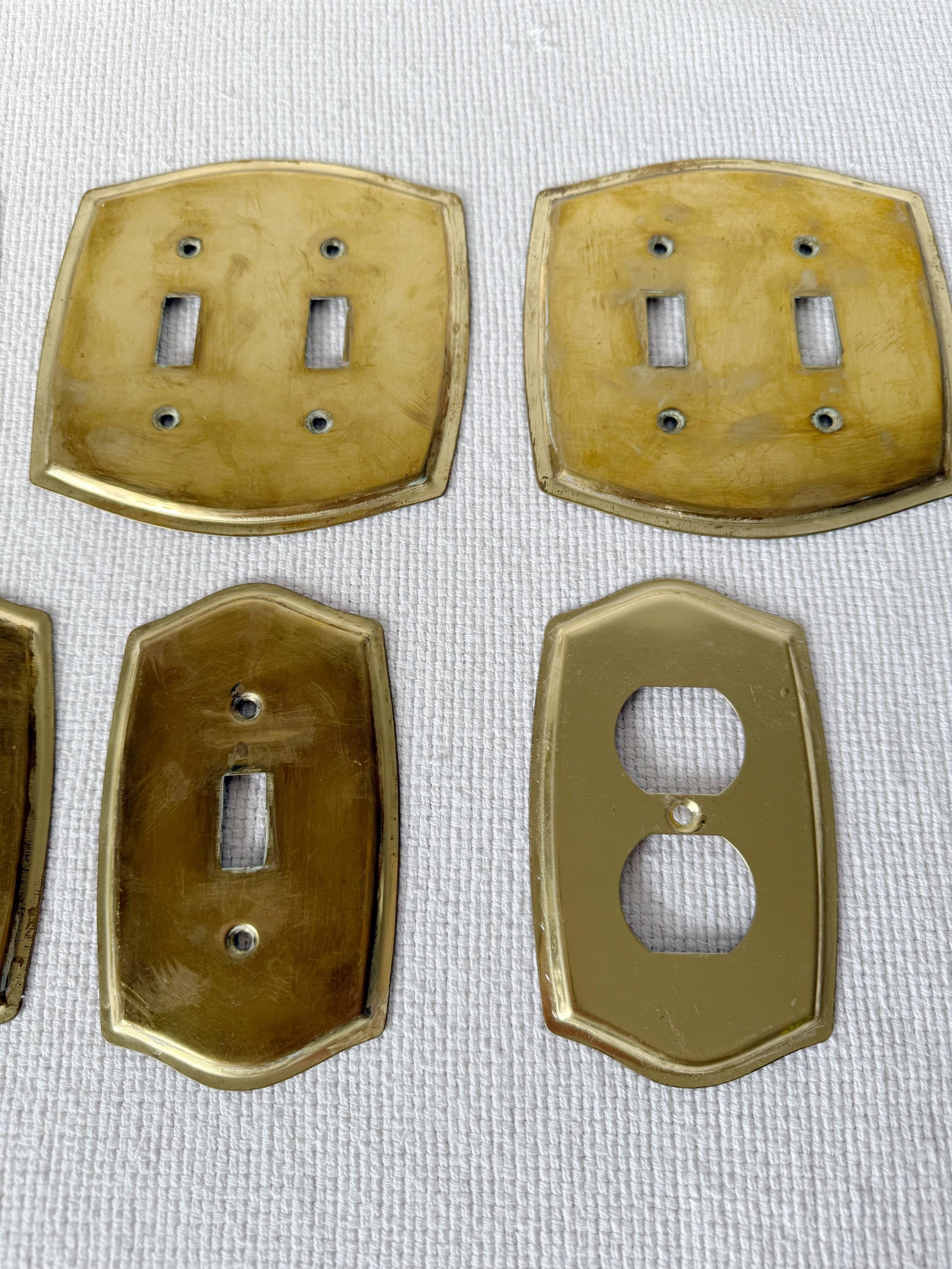 Vintage Decorative Distressed Brass Electrical Outlet Covers, Minimal Wall Decoration, Gold Brass Outlet Covers, Metal Stylish Wall Decor
