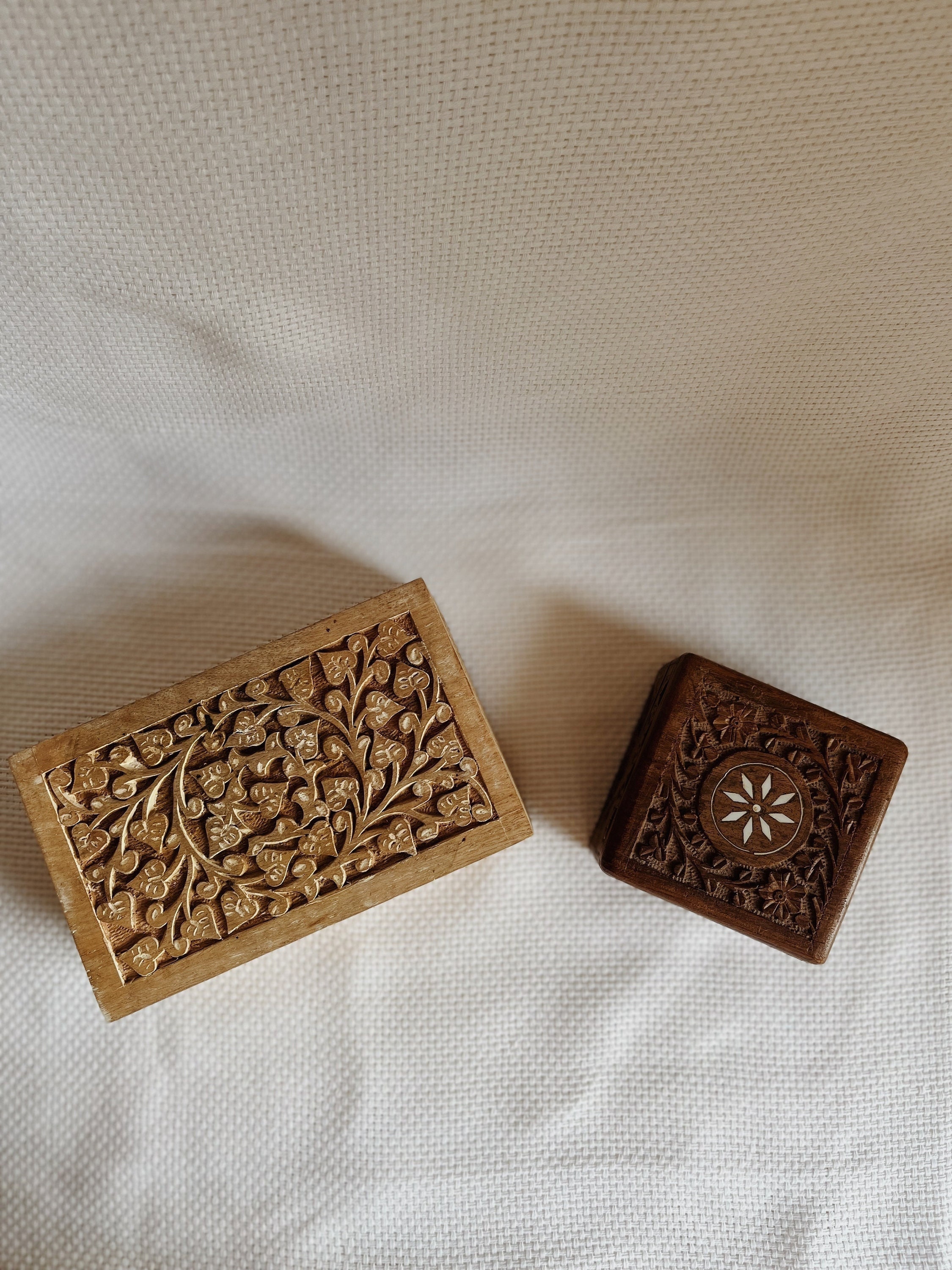 Vintage Wooden Carved Boxes, Made in India Trinket Box, Jewelry Wooden ...