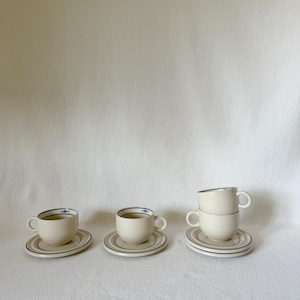 Set of 4 Blue and White Floral Tea or Coffee Cups with Saucers, Vintage Coffee Cups, Vintage Cups Set, Epoch Coffee Cups Mugs Blue Floral