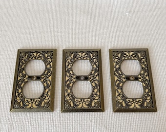 Vintage Decorative Brass Metal Electrical Outlet Covers, Ornate Wall Decoration, Gold Filigree Outlet Covers, Metal Stylish Wall Decoration
