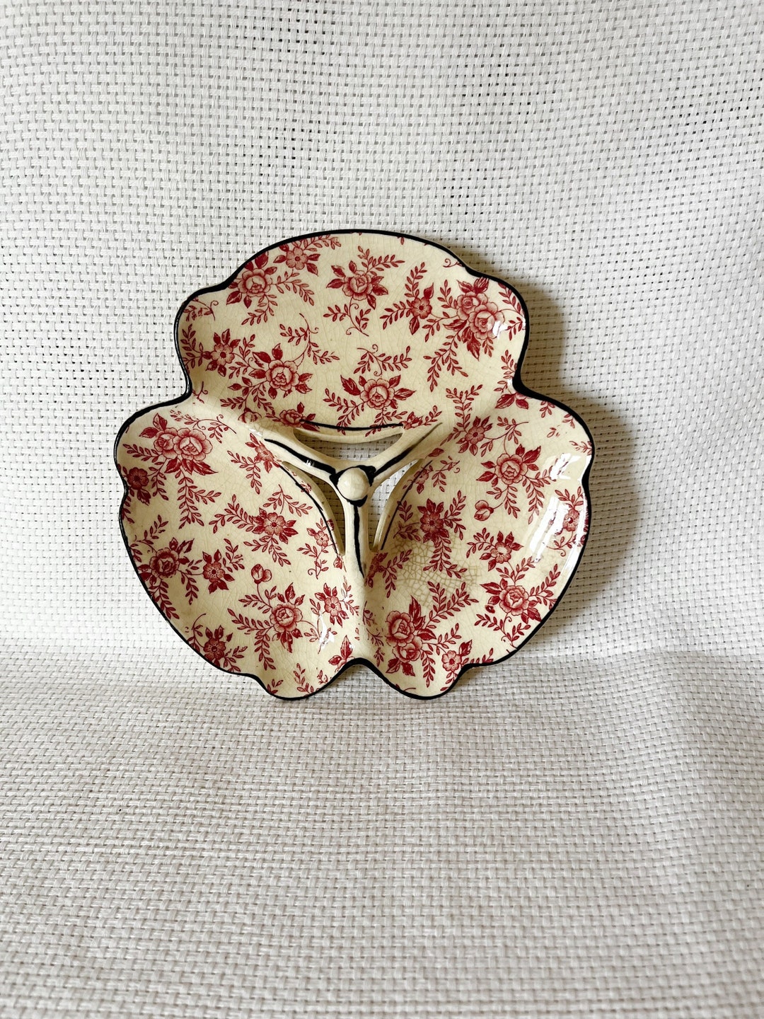 Vintage 3 Part Divided Appetizer Serving Plate Porcelain Etsy