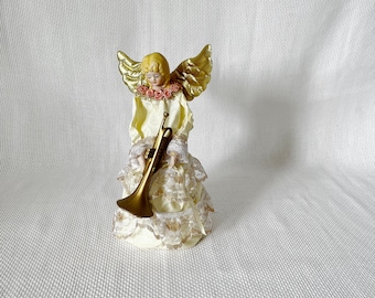 Weihnachtsbaumspitze Engel 40,6 Cm – Vergoldet, Mit Plissiertem Kleid & Platin-Flügeln
