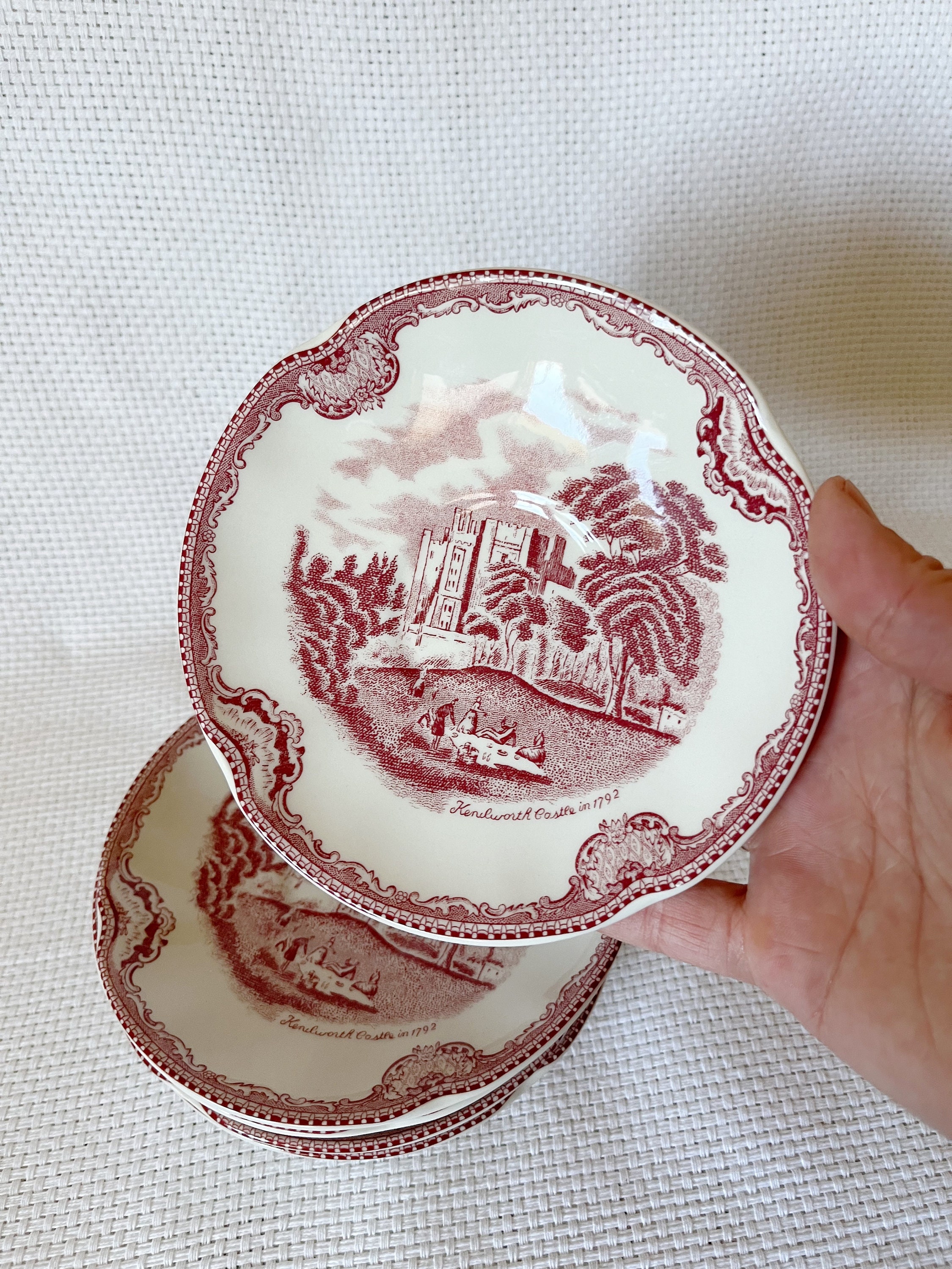 Vintage Johnson Brothers Kenilworth Castle Saucers, Johnson