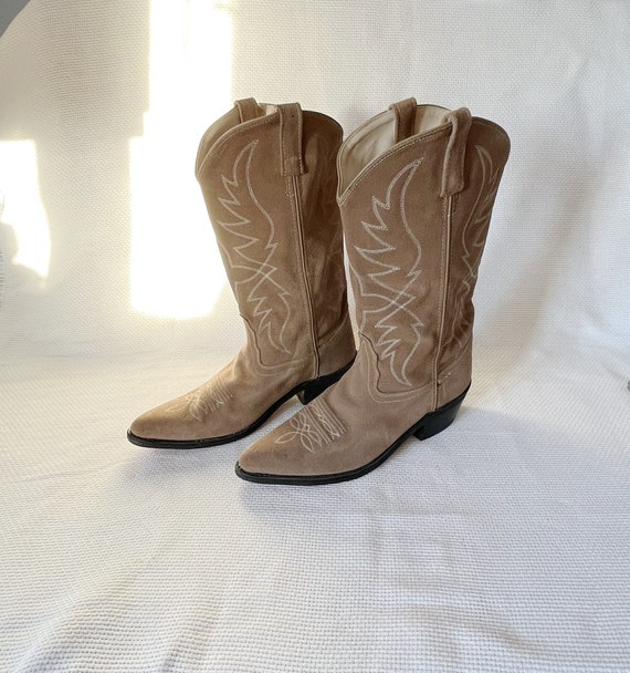 Cow Boy Boots, Real Suede Leather, Brown, Beige Color, Vintage Classic  Stylish Western Boots,, Tan Suede Heeled Texas Boots, Unbranded - Etsy