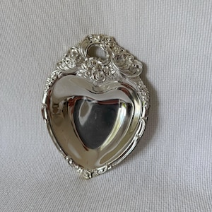 Vintage Leonardo Ornate Silver Plated Heart Trinket Dish, Heart Shape Silverplated Plate, Pillar Candle Holder, Valentines Day Gift