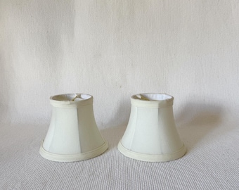 Vintage Small Ivory Lamp Shades, White Bell Shades, Clip-on Attachment, White Interior, Sconces Lamp Shades, 2 Vintage Shades in White