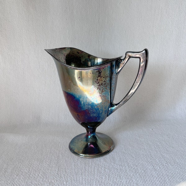 Vintage Silver Plated Pitcher or Vase, Metal Pitcher with Beautiful Oxidation, Farm House Home Decor, Kitchen Interior, Cozy Home Details