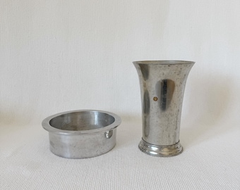 Vintage Silverplated Vase &#39;Beautifying America Since 1876&#39; and Silver Metal Large Bowl/Dish Decorative Vase Minimal Decoration Bottle Cooler