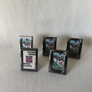 Vintage Silver Tone Photo Frames Set, Small Ornate Frames 2.5x3.5, Mini Picture Frames, Desk Decor, Classic Metal Frames