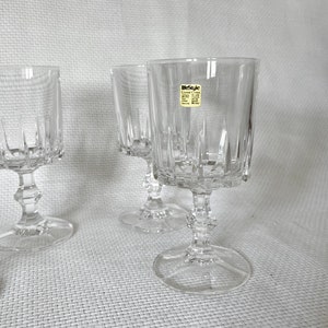 Vintage Set of 4 Cut Crystal Wine Glasses&#39; Barware Stemware Cut Glass Water Glass Collectable Glassware Made in Italy 24% Lead Crystal
