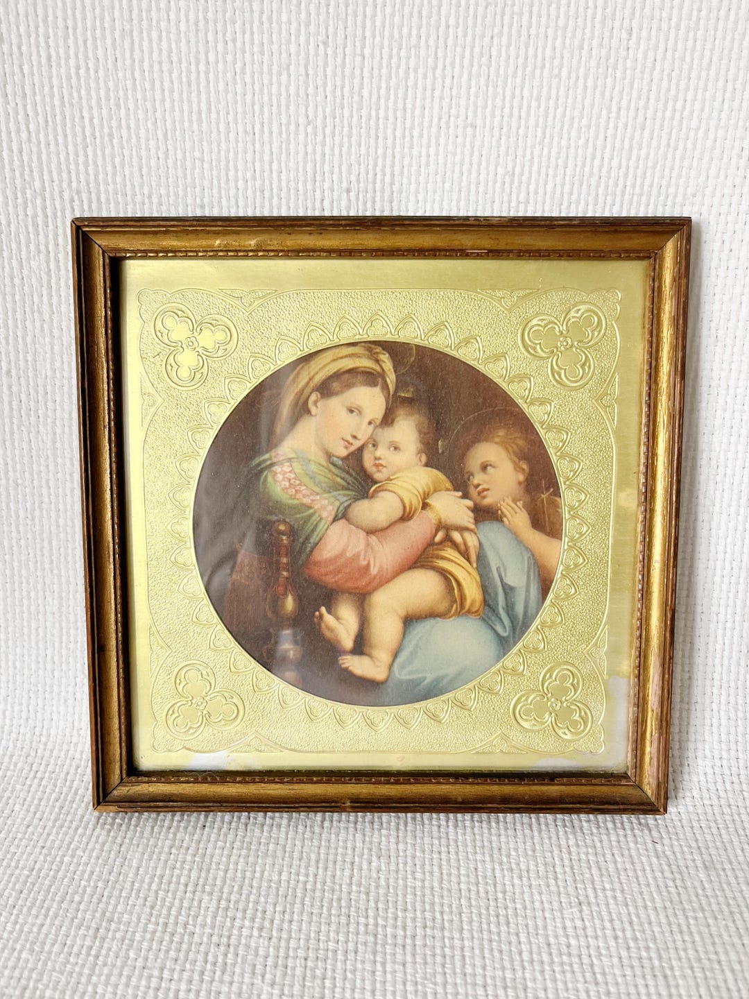 Vintage Madonna and Child Framed Religious Print, Religious Madonna of ...