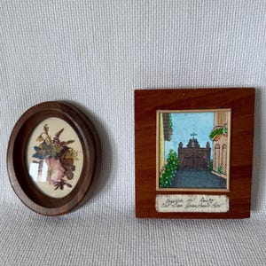 Vintage geperste bloem lijst, handgemaakte botanische kunst, Ozarks Shirley Creation, Puerto Rico volkskunst schilderij, kleine muur decor, huisje