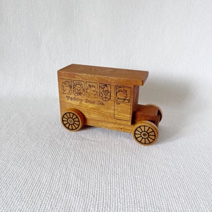 Vintage Wooden Truck Bank with Bears and Music, Kids Piggy Bank, Money Bank, Child Room Cute Gift For Kids Vintage Room Interior, Teddy Bus