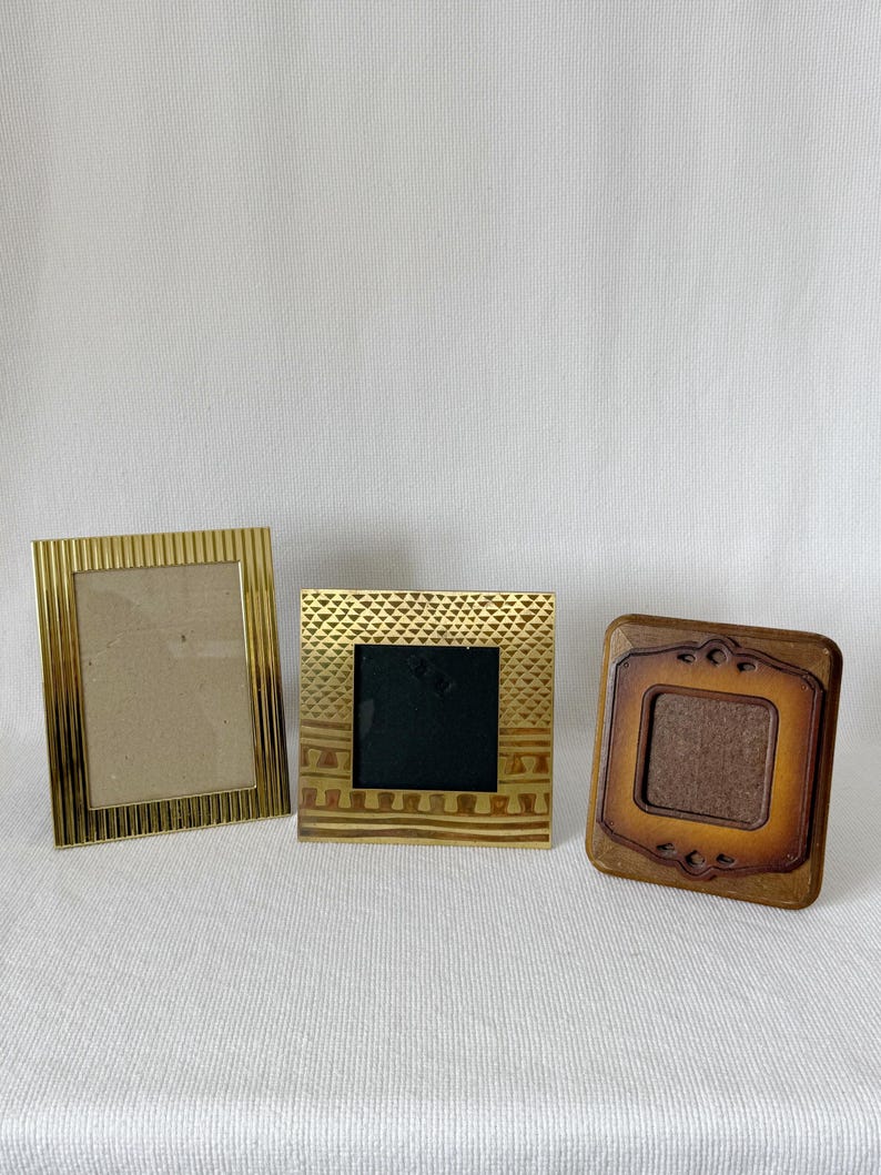 Small Photo Frame Vintage Small Picture Frames Collection in Gold Brass and Rustic Wood ...