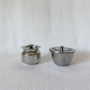 Vintage Metal Tea Container, Small Spice Storage Jar with Lid, Mini Kitchen Canister, Silver Tone Tea Box, Sold Separately