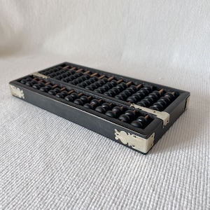 Vintage Chinese Wooden Black and Gold Abacus Real Wood Hand Made Abacus Education Tools Children Gift Office Decoration Accountant Gift Idea