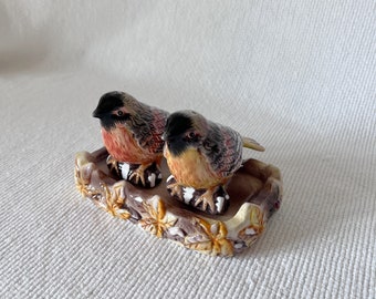 Figurine vintage en céramique sel et poivre oiseaux sur plat, salières et poivrières, idée cadeau, ensemble de décoration de table, décoration de table d'automne pour Thanksgiving