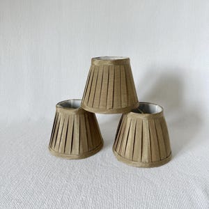 Vintage Small Pleated Lamp Shades, Gold Bell Shades, Clip-on Attachment, White Interior, Sconces Lamp Shades,3 Vintage Shades in Gold