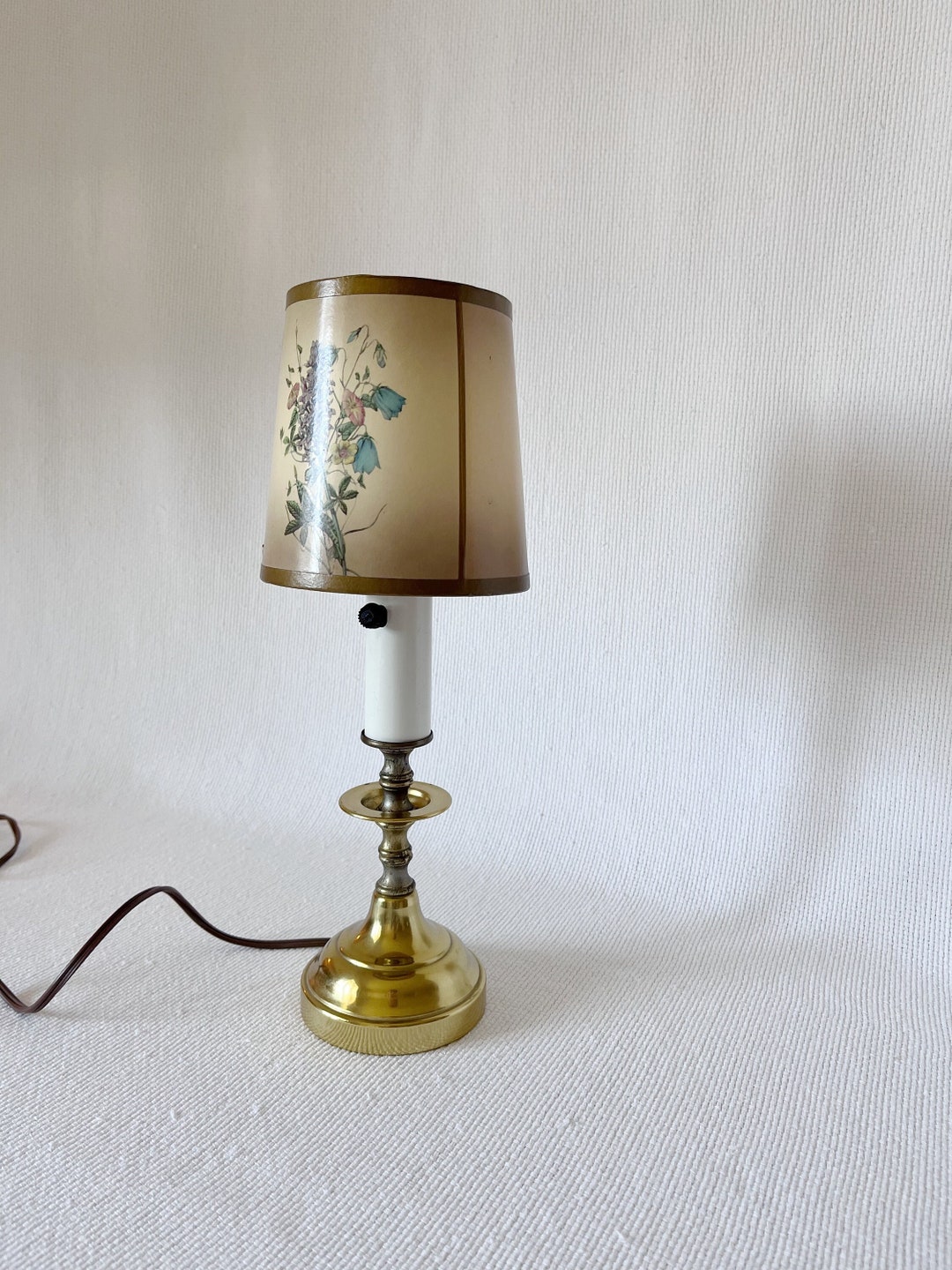 Vintage Brass Candlestick Accent Table Lamp, Vintage Mid Century Small Night Stand Lamps ...